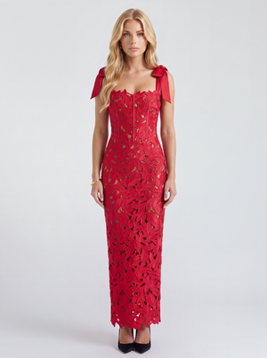 Daphne Lace Maxi Dress - Red