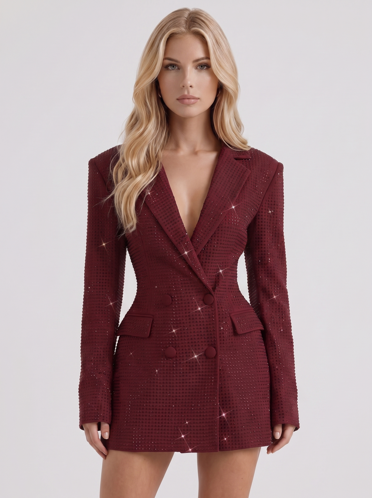 Della Blazer Mini Dress - Burgundy