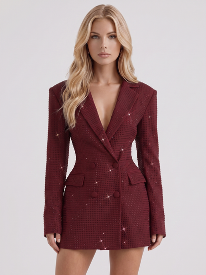 Della Blazer Mini Dress - Burgundy
