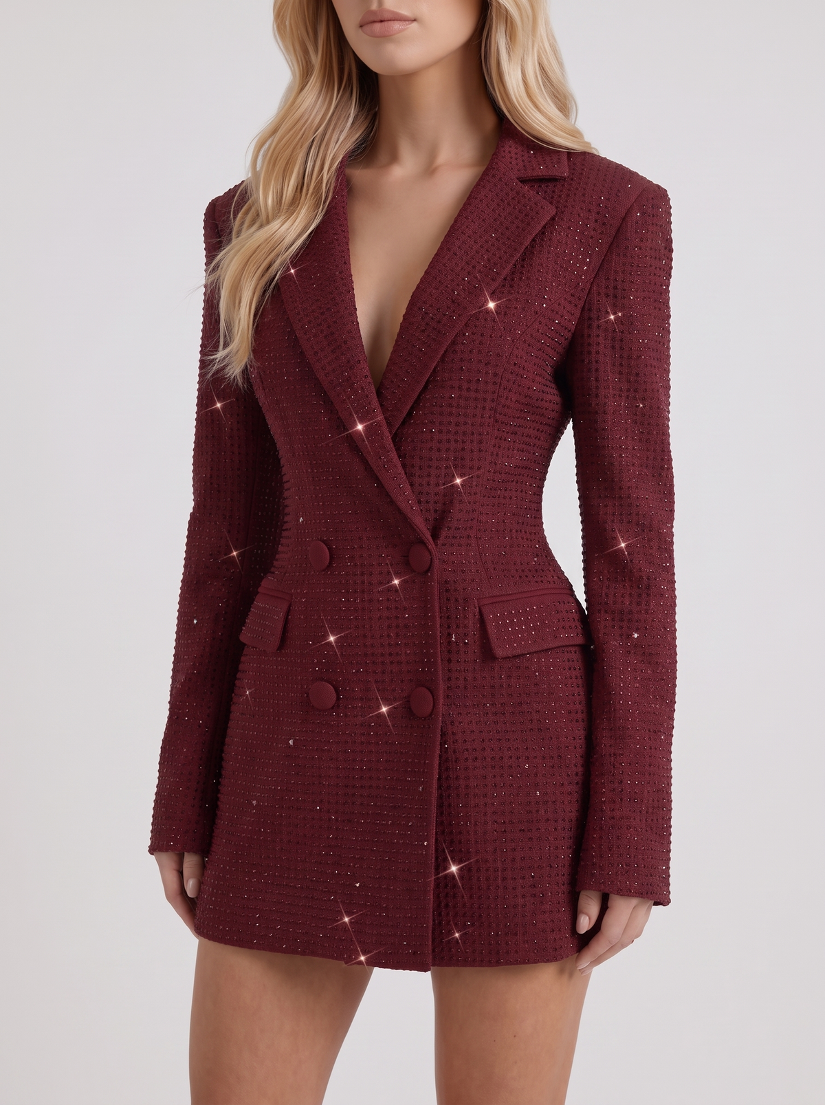 Della Blazer Mini Dress - Burgundy