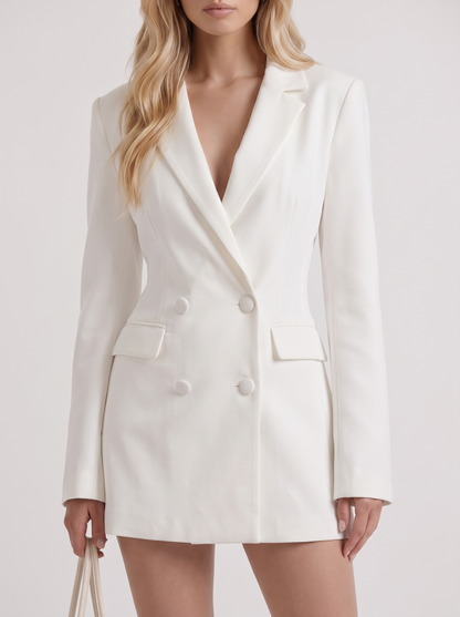 Della Blazer Mini Dress - White