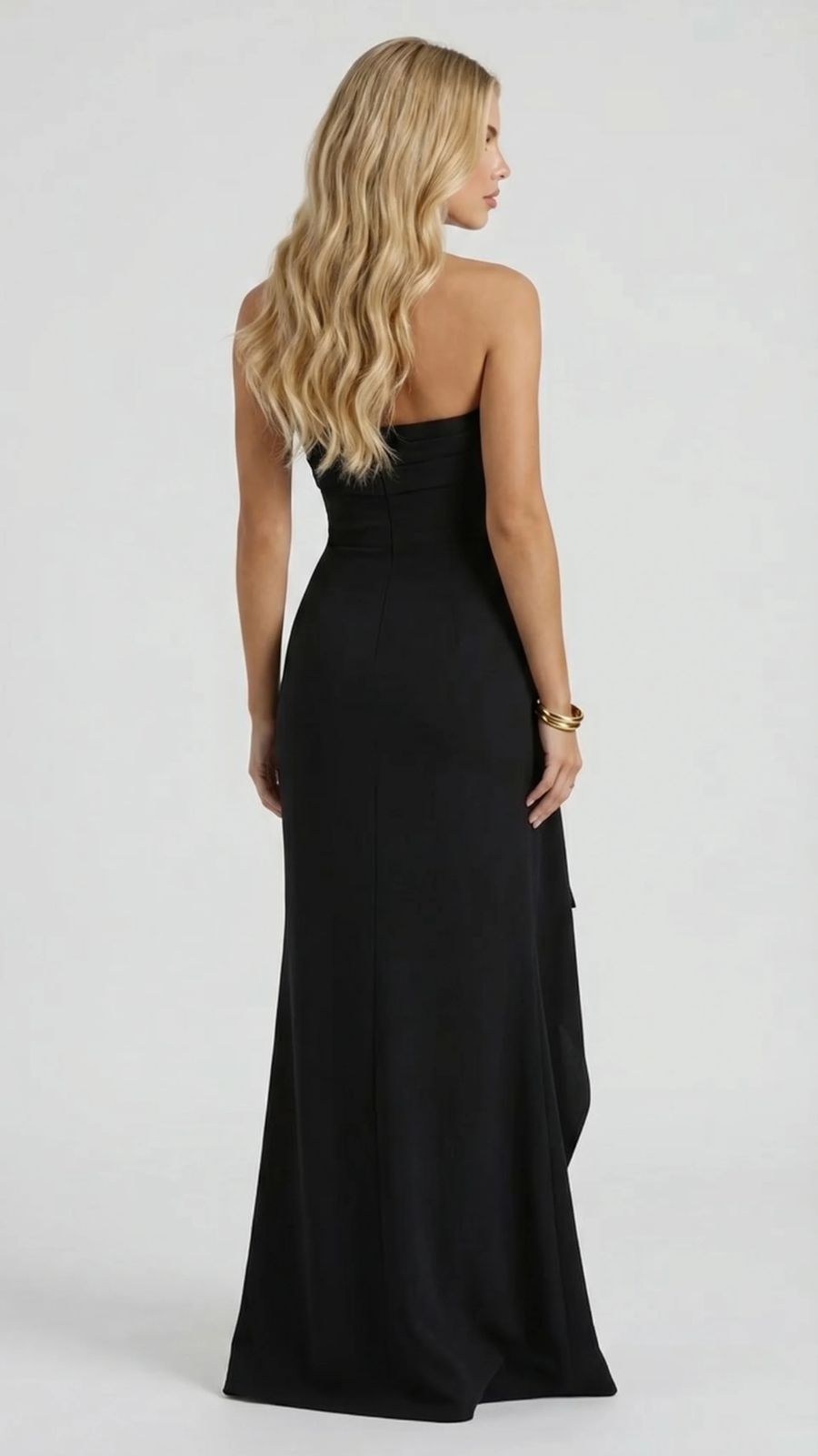 Diana Ruched Maxi Dress - Black