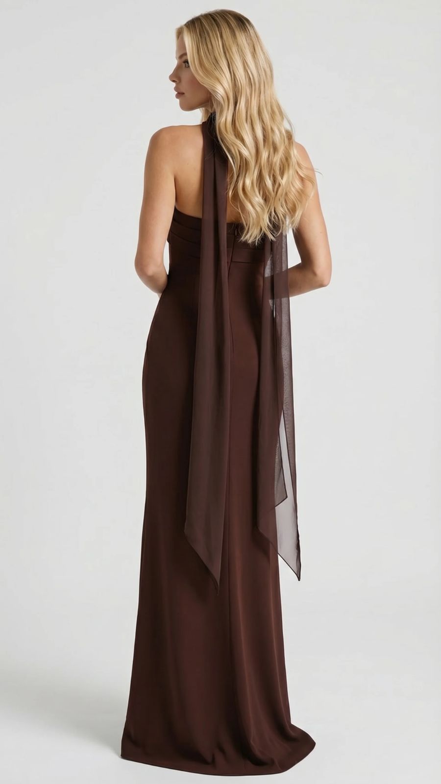 Diana Ruched Maxi Dress - Brown