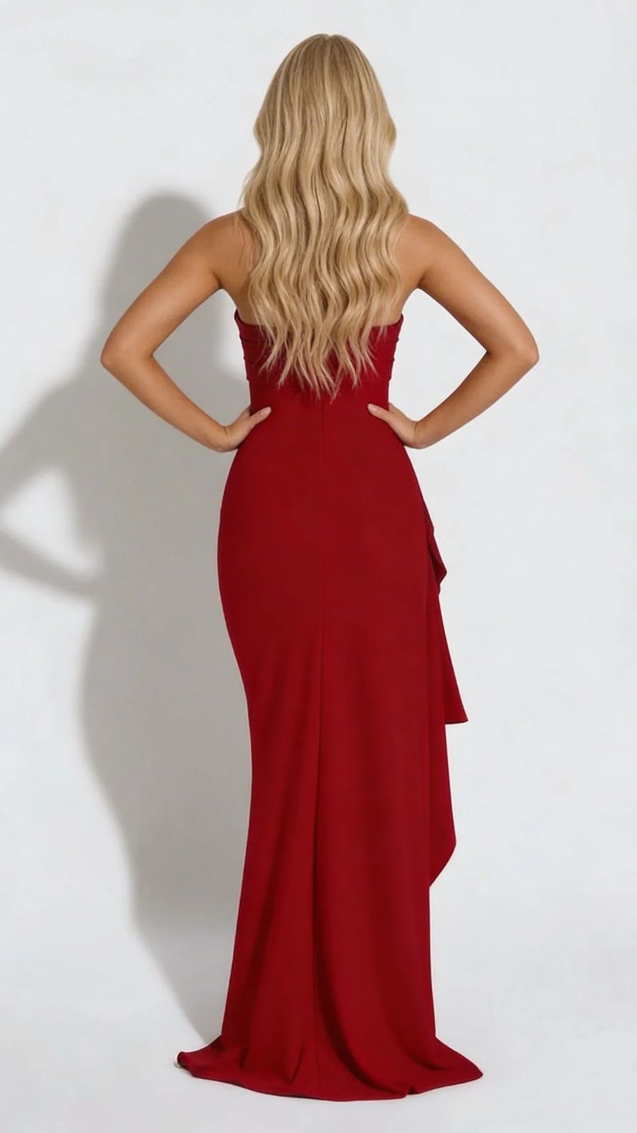 Diana Ruched Maxi Dress - Red