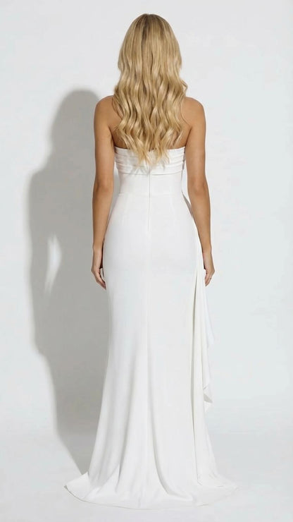 Diana Ruched Maxi Dress - White