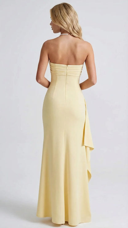 Diana Ruched Maxi Dress - Yellow