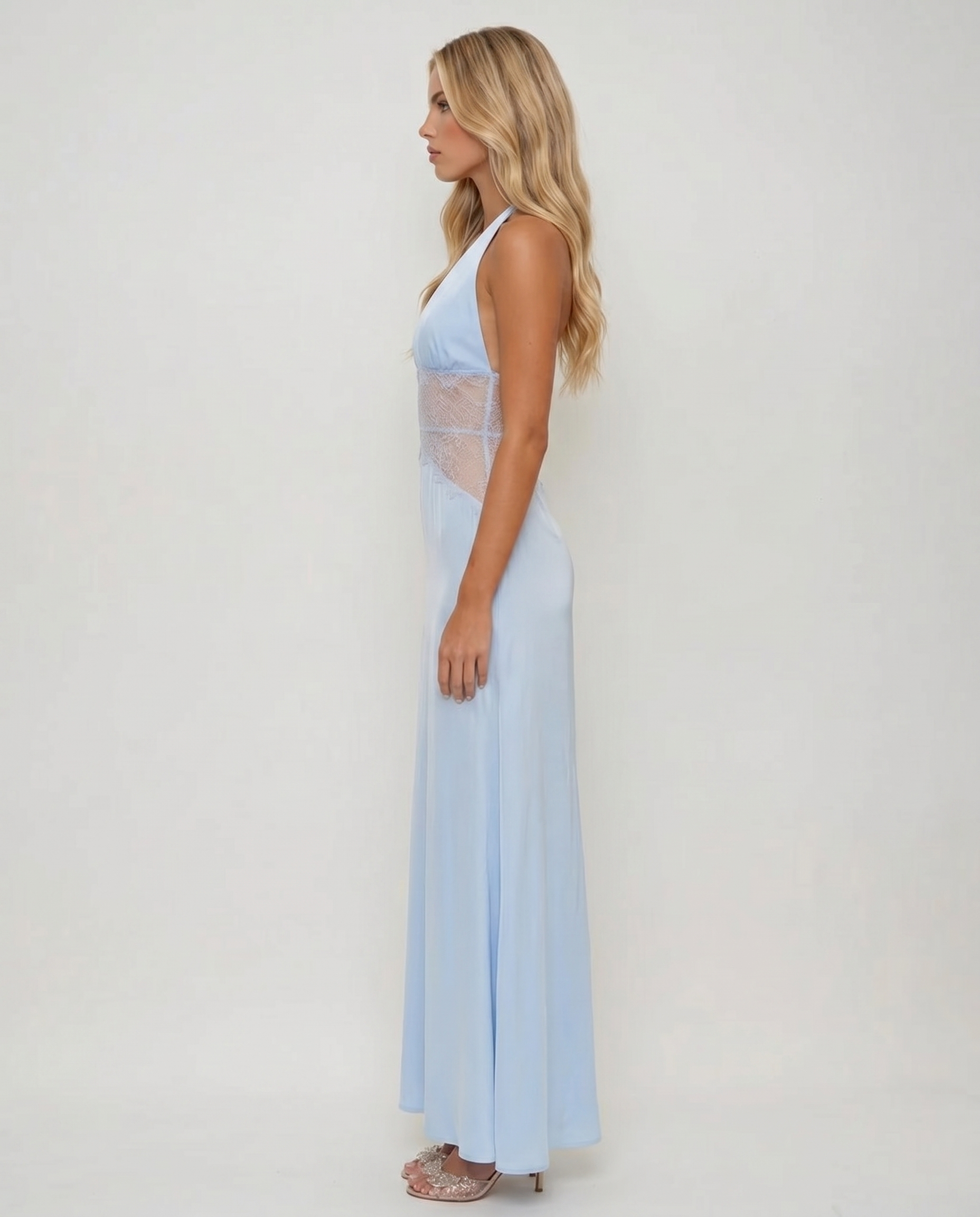 Dina Lace Maxi Dress - Light Blue