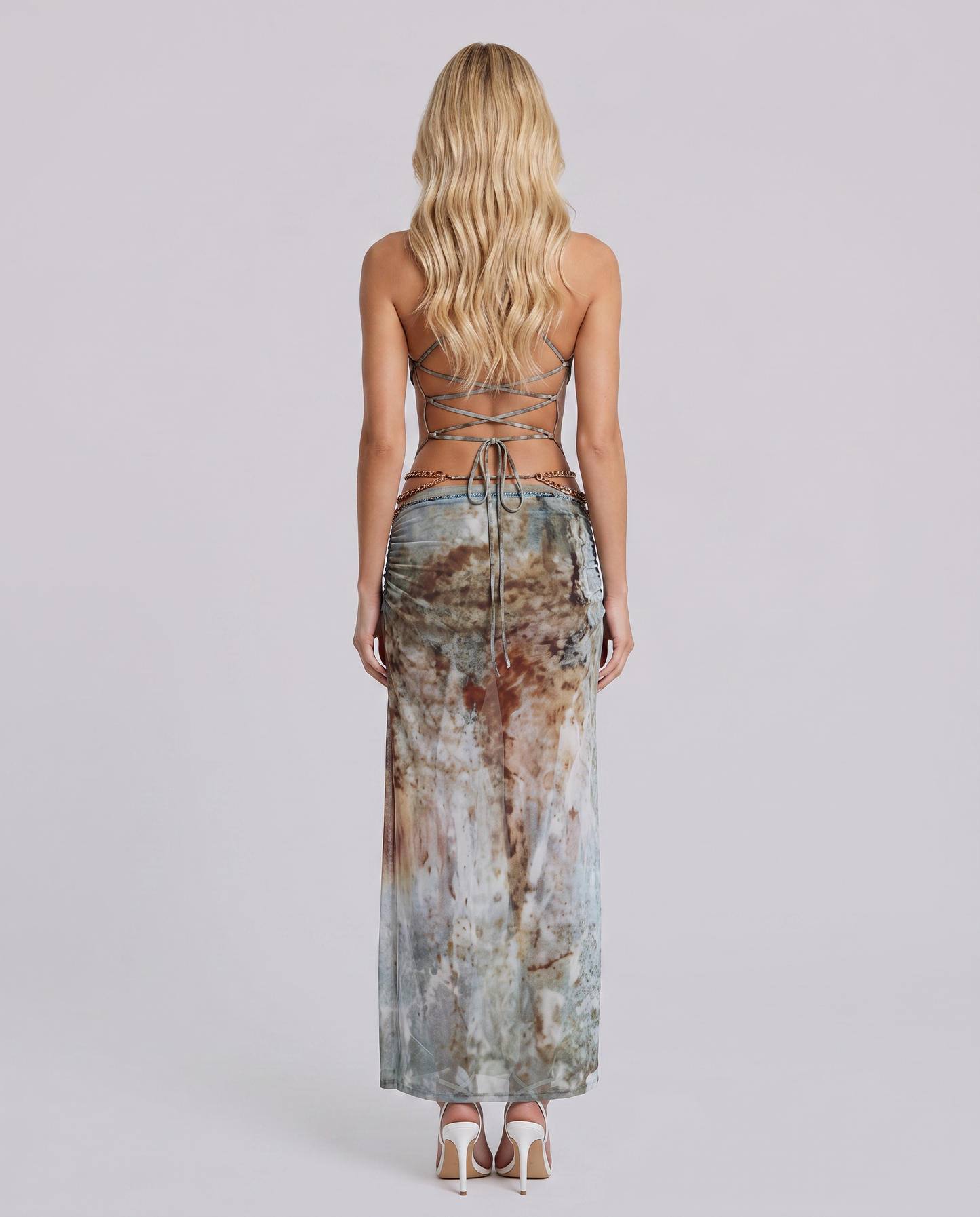 Diva Halter Cutout Maxi Dress - Grey