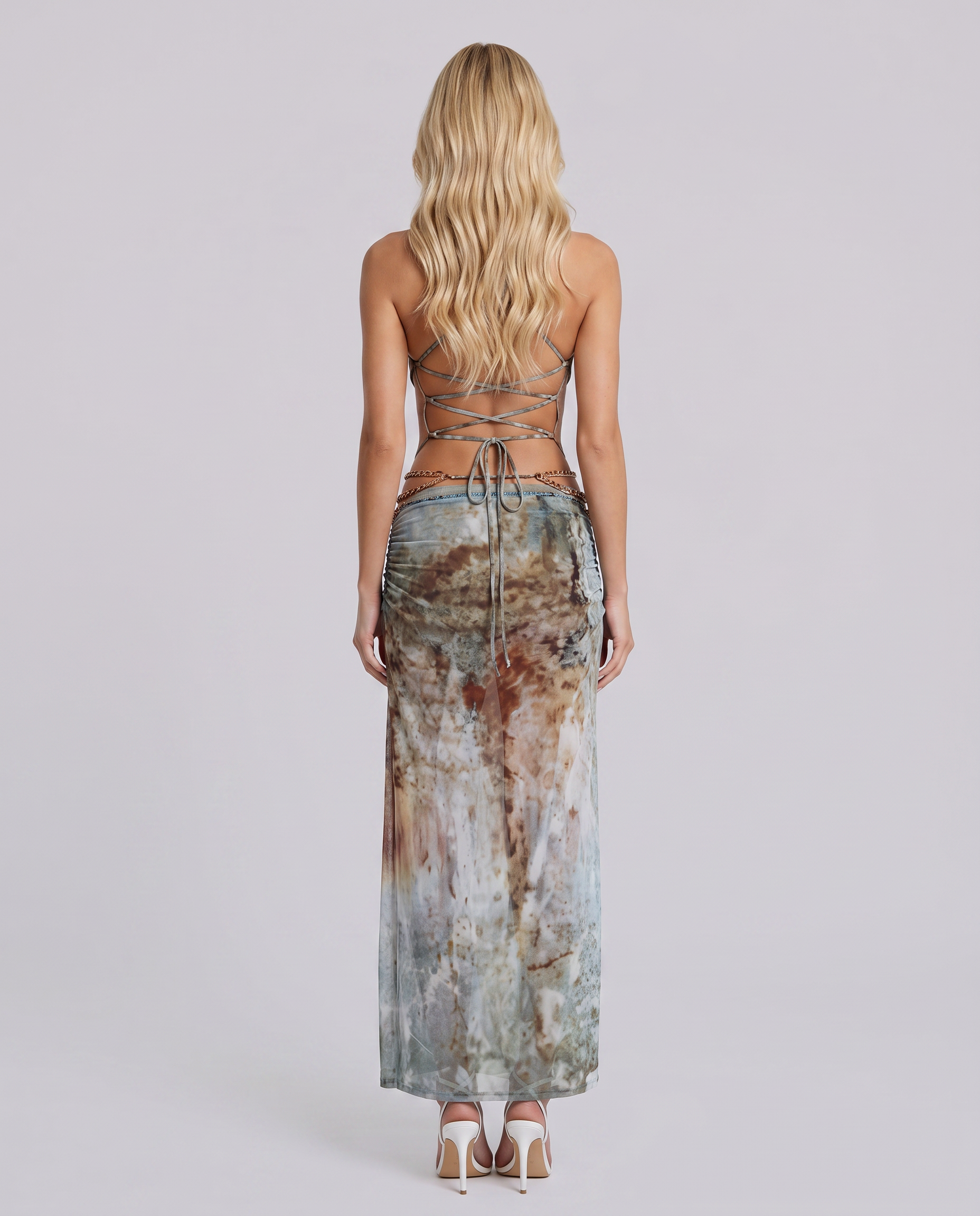 Diva Halter Cutout Maxi Dress - Grey