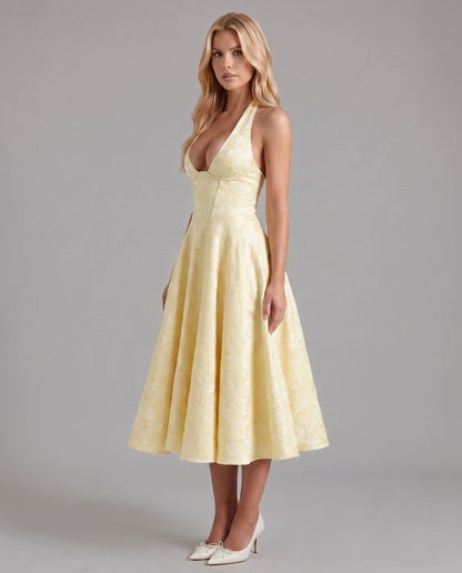 Effie Midi Dress - Lemon
