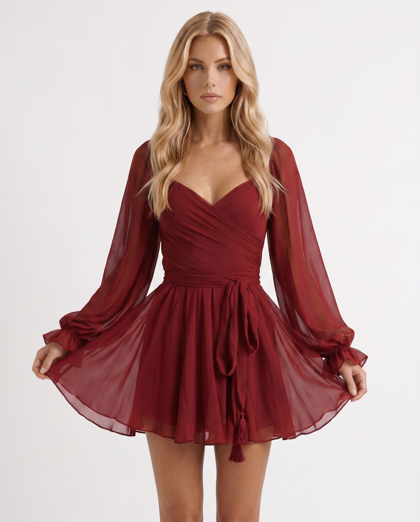 Elda Ruffle Mini Dress - Red