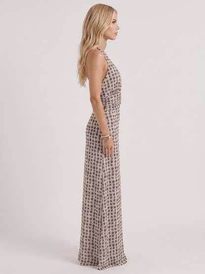 Ellery Polka Dot Chiffon Puff Sleeve Maxi Dress - Cream