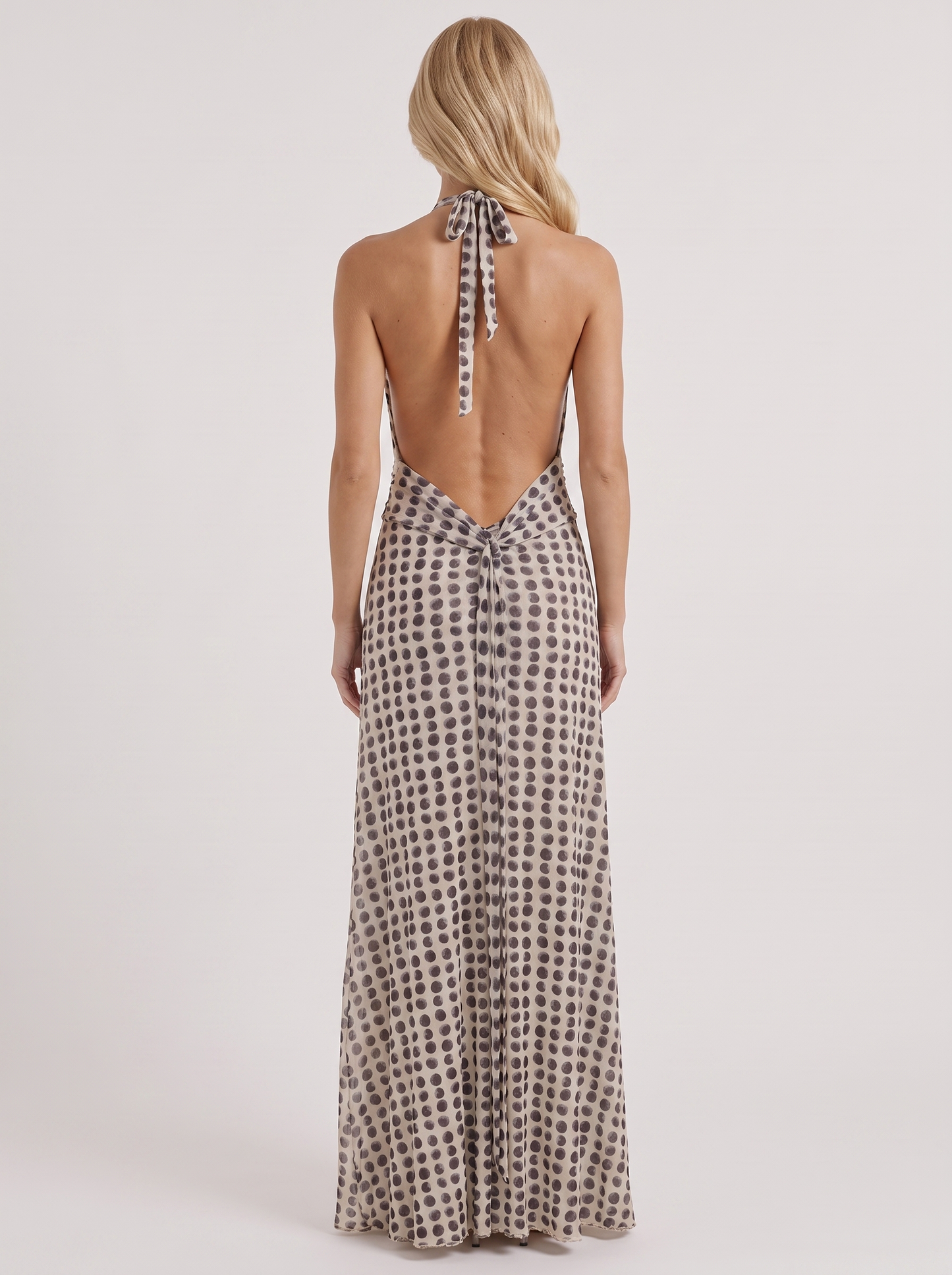 Ellery Polka Dot Chiffon Puff Sleeve Maxi Dress - Cream