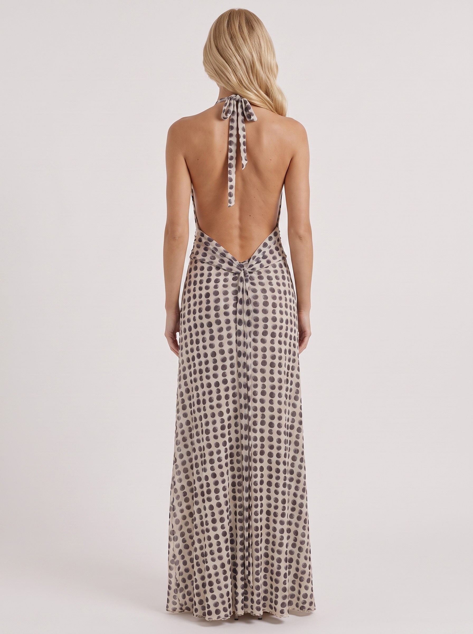 Ellery Polka Dot Chiffon Puff Sleeve Maxi Dress - Cream