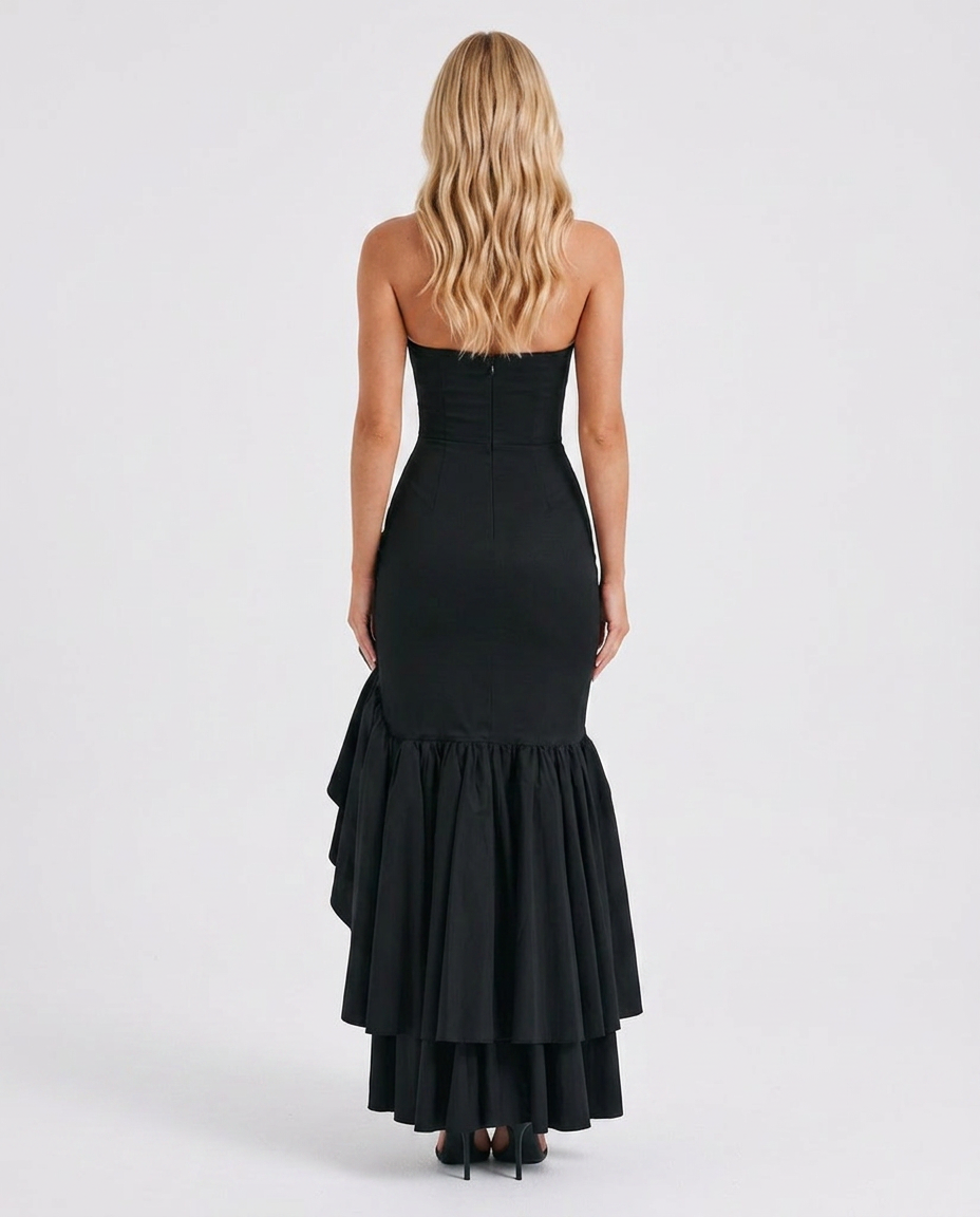 Eloise Ruffle Maxi Dress - Black