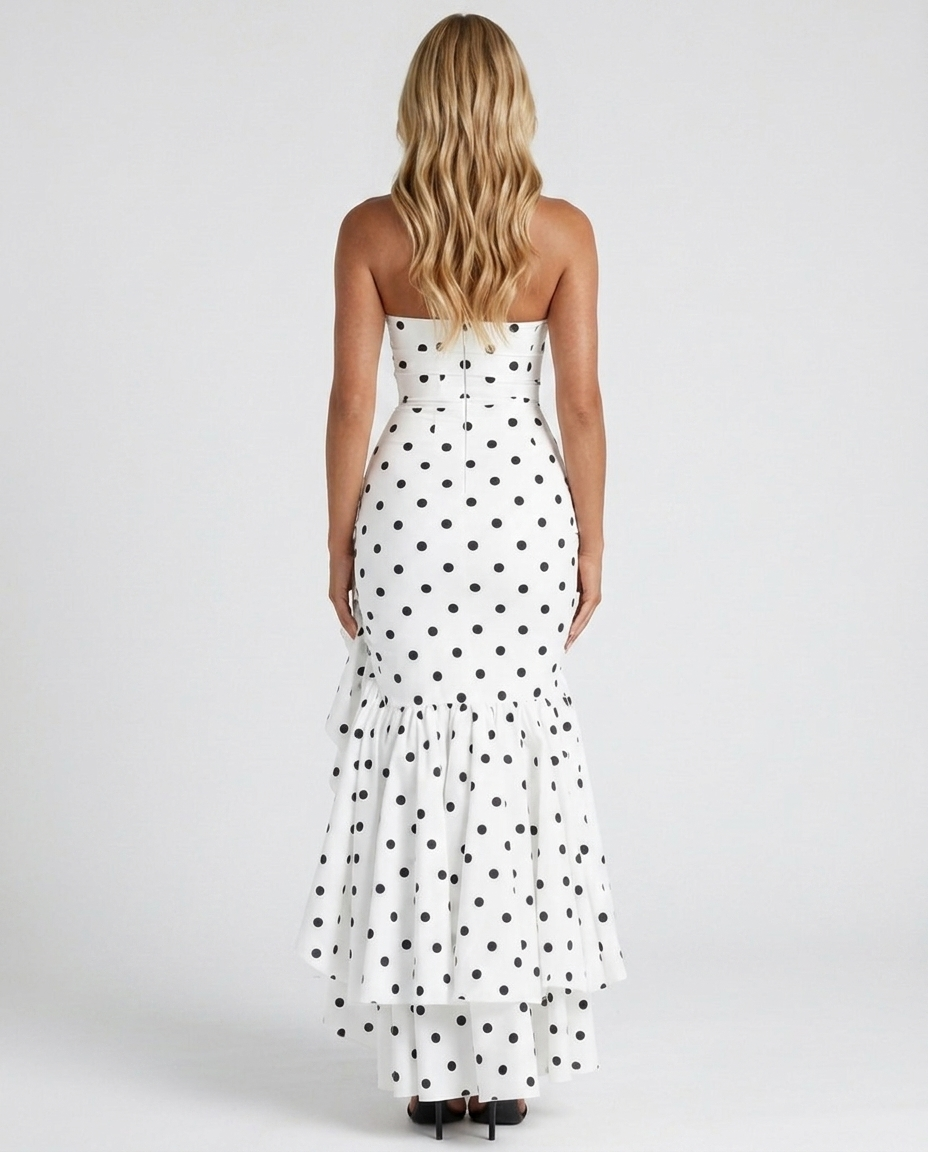 Eloise Ruffle Maxi Dress - Black Polka Dot