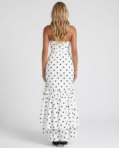 Eloise Ruffle Maxi Dress - Black Polka Dot
