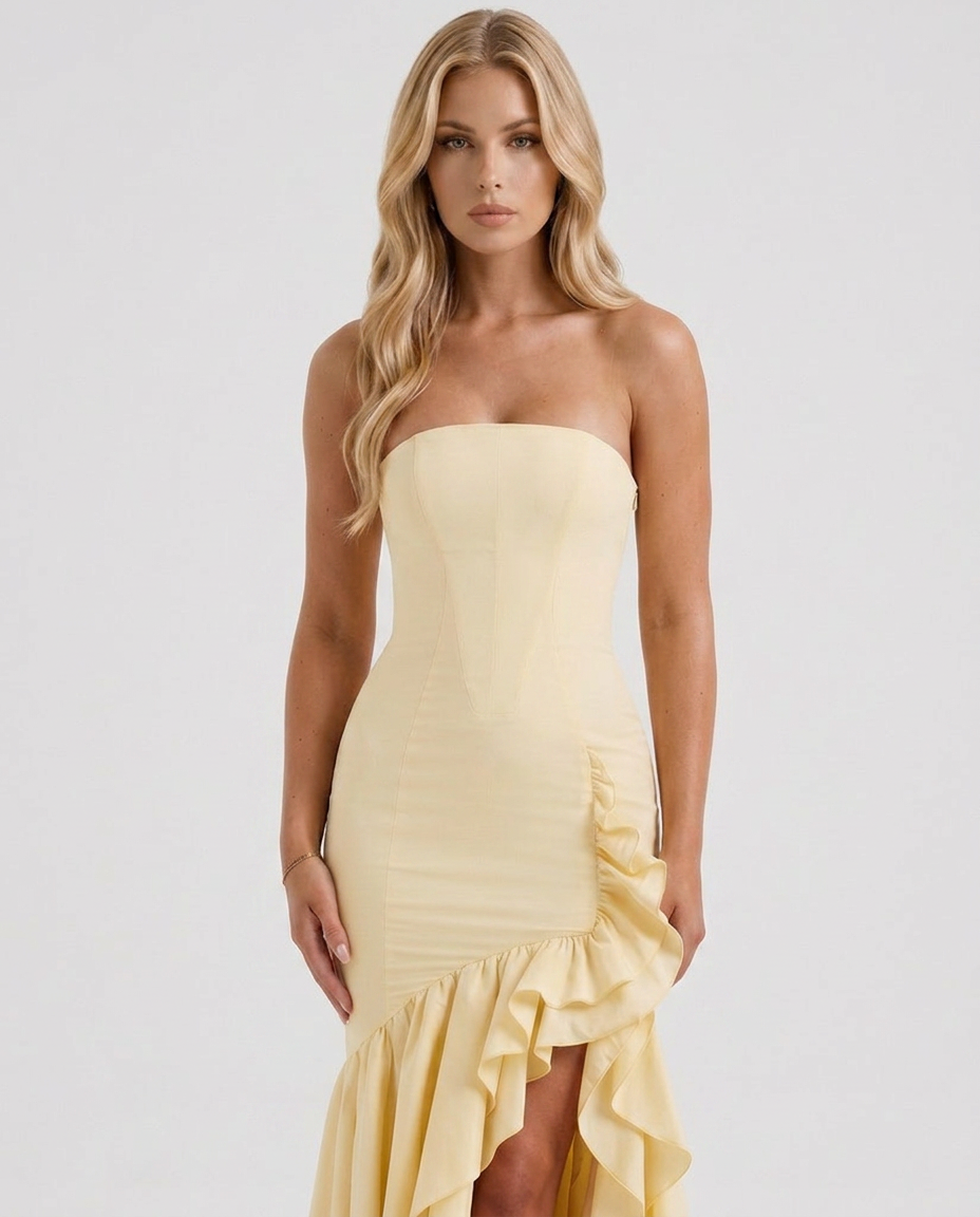 Eloise Ruffle Maxi Dress - Lemon