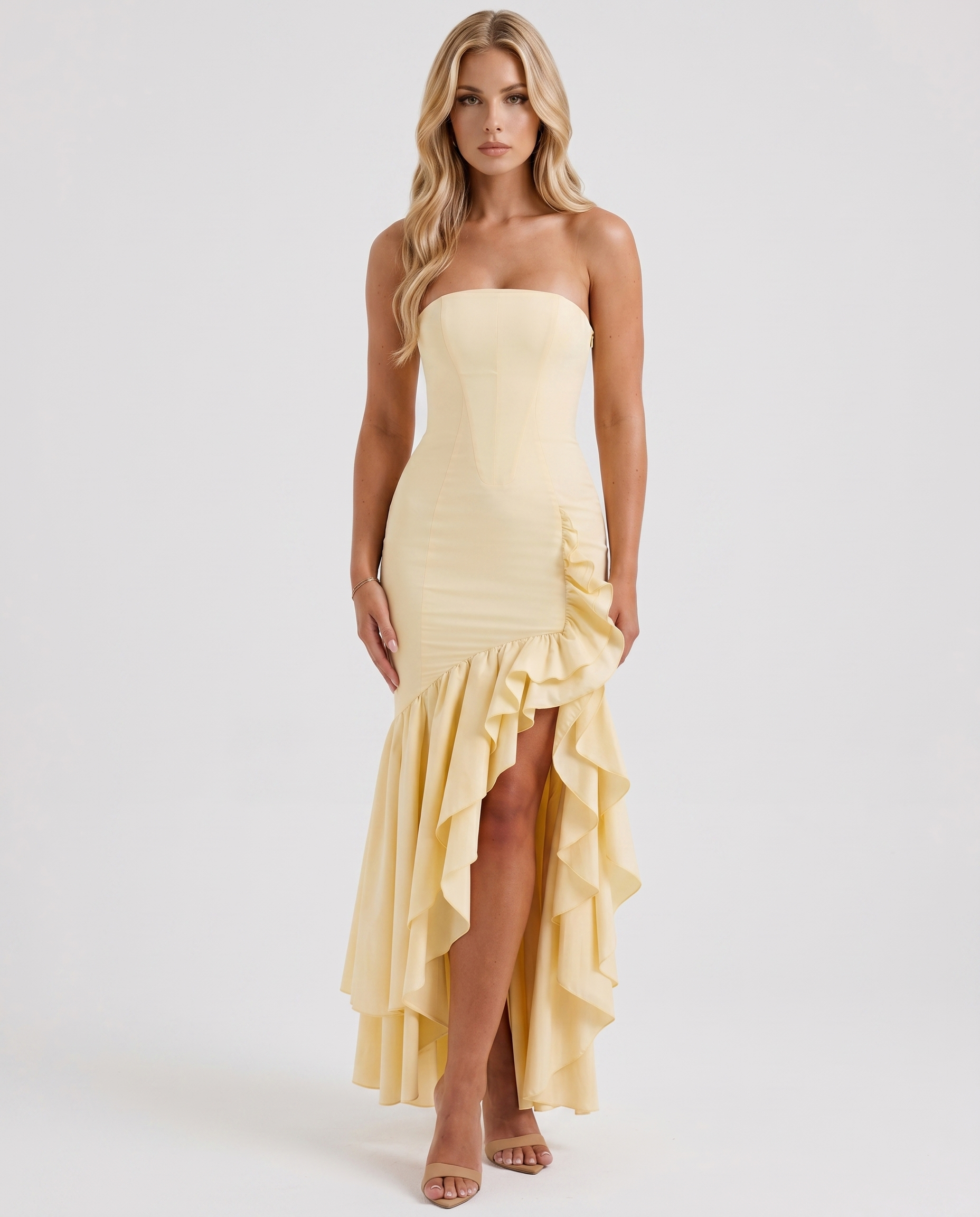 Eloise Ruffle Maxi Dress - Lemon