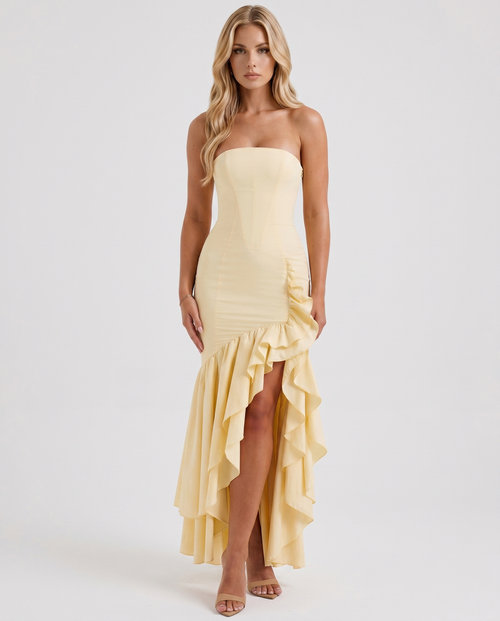 Eloise Ruffle Maxi Dress - Lemon