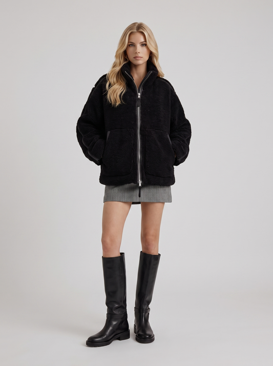 Emmeline Teddy Jacket - Black