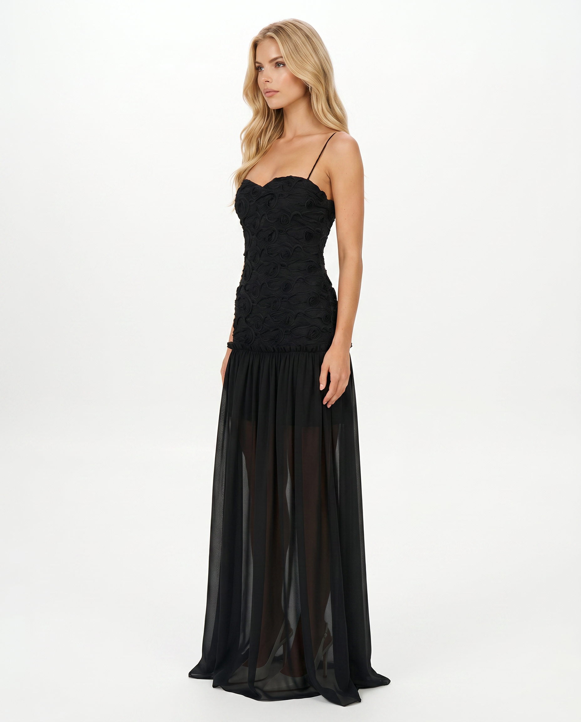 Esmaralda Ruched Strapless Maxi Dress - Black - M - Fashion