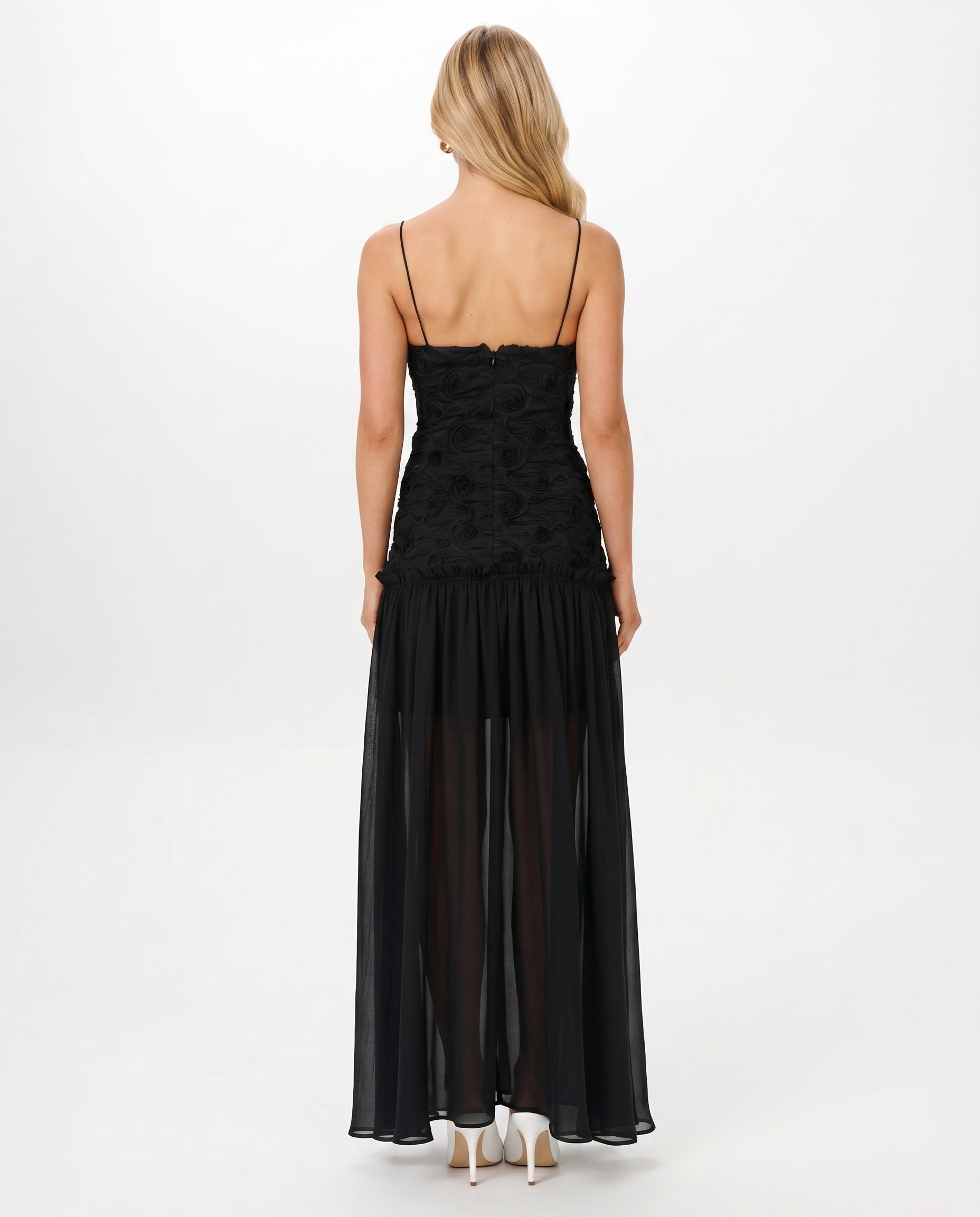 Esmaralda Ruched Strapless Maxi Dress - Black