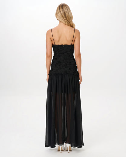 Esmaralda Ruched Strapless Maxi Dress - Black