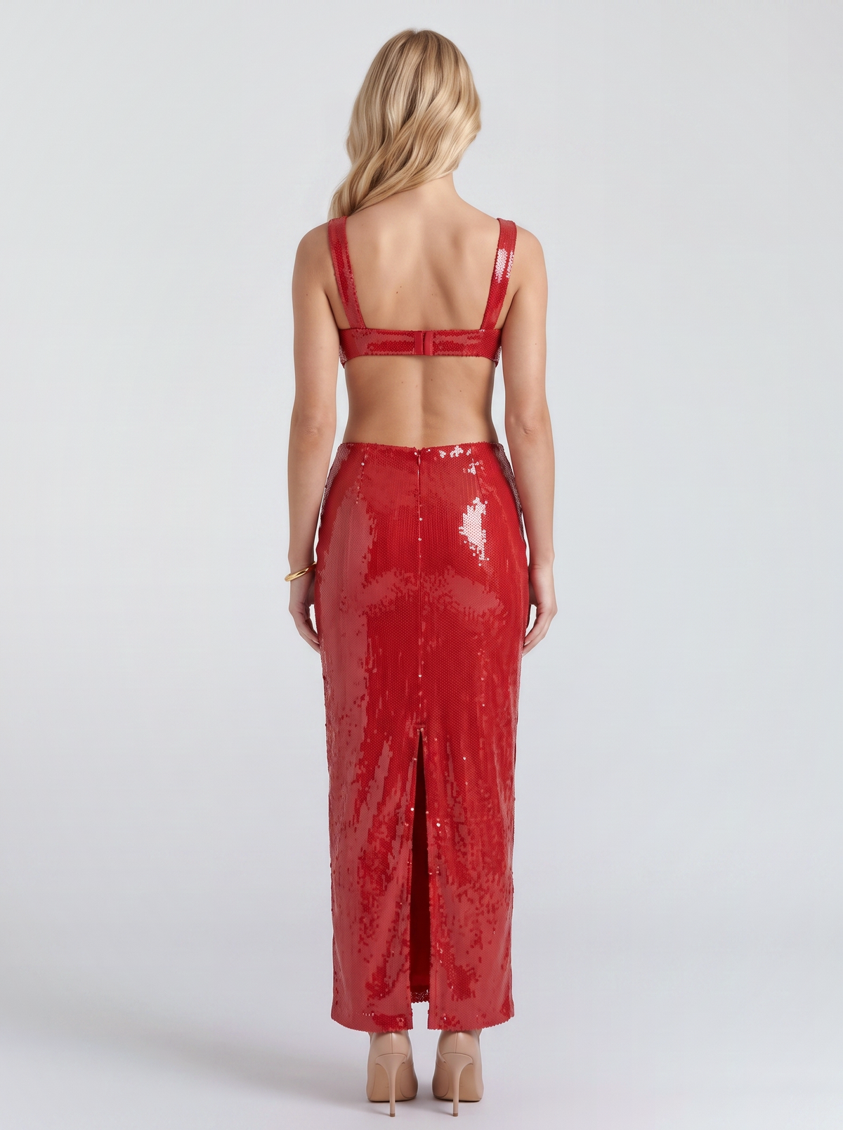 Estella Sequin Maxi Dress - Glossy Red