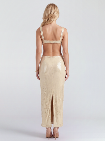 Estella Sequin Maxi Dress - Gold