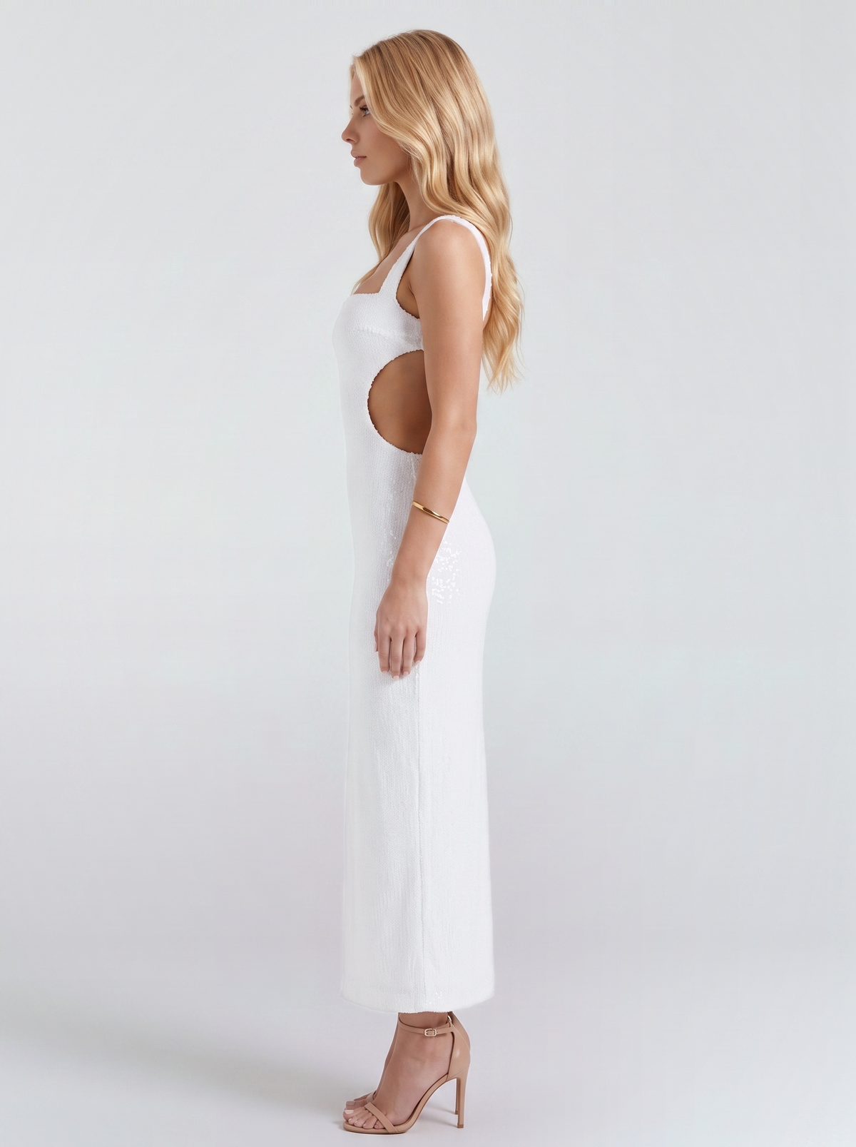 Estella Sequin Maxi Dress - White