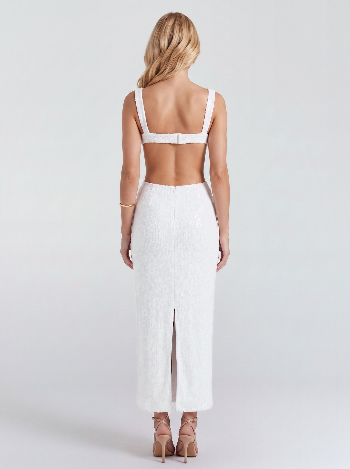 Estella Sequin Maxi Dress - White