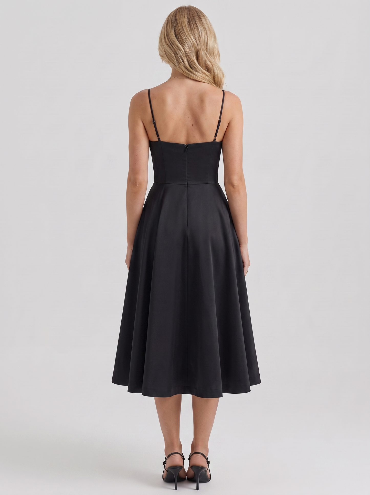 Estelle Sweetheart Corset Midi Dress - Black