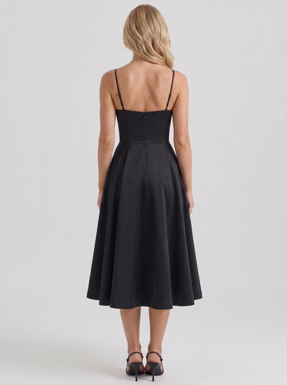 Estelle Sweetheart Corset Midi Dress - Black