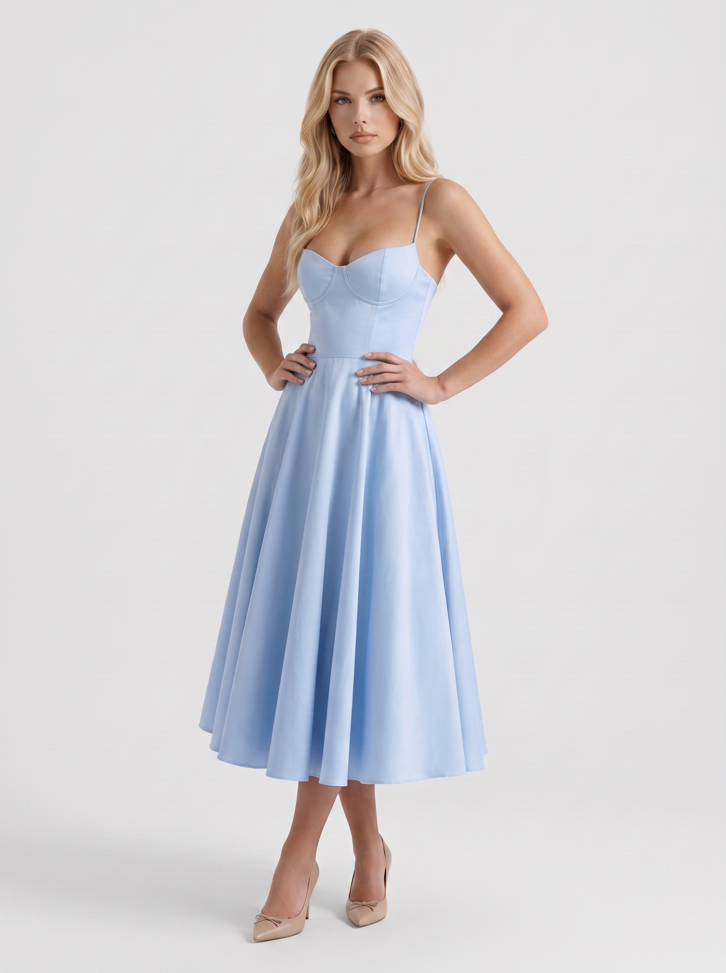 Estelle Sweetheart Corset Midi Dress - Blue