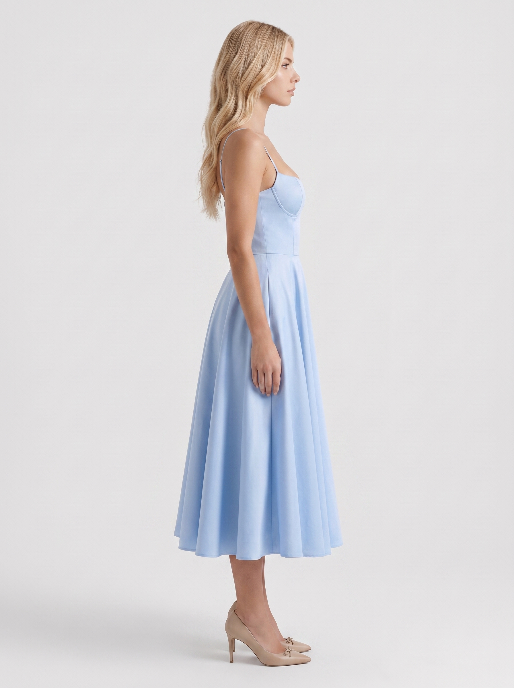 Estelle Sweetheart Corset Midi Dress - Blue