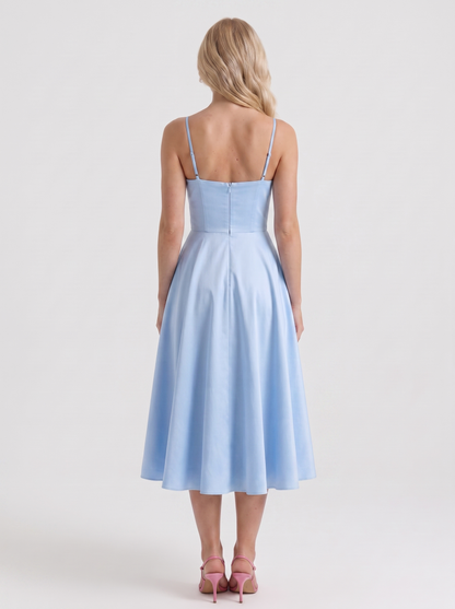 Estelle Sweetheart Corset Midi Dress - Blue