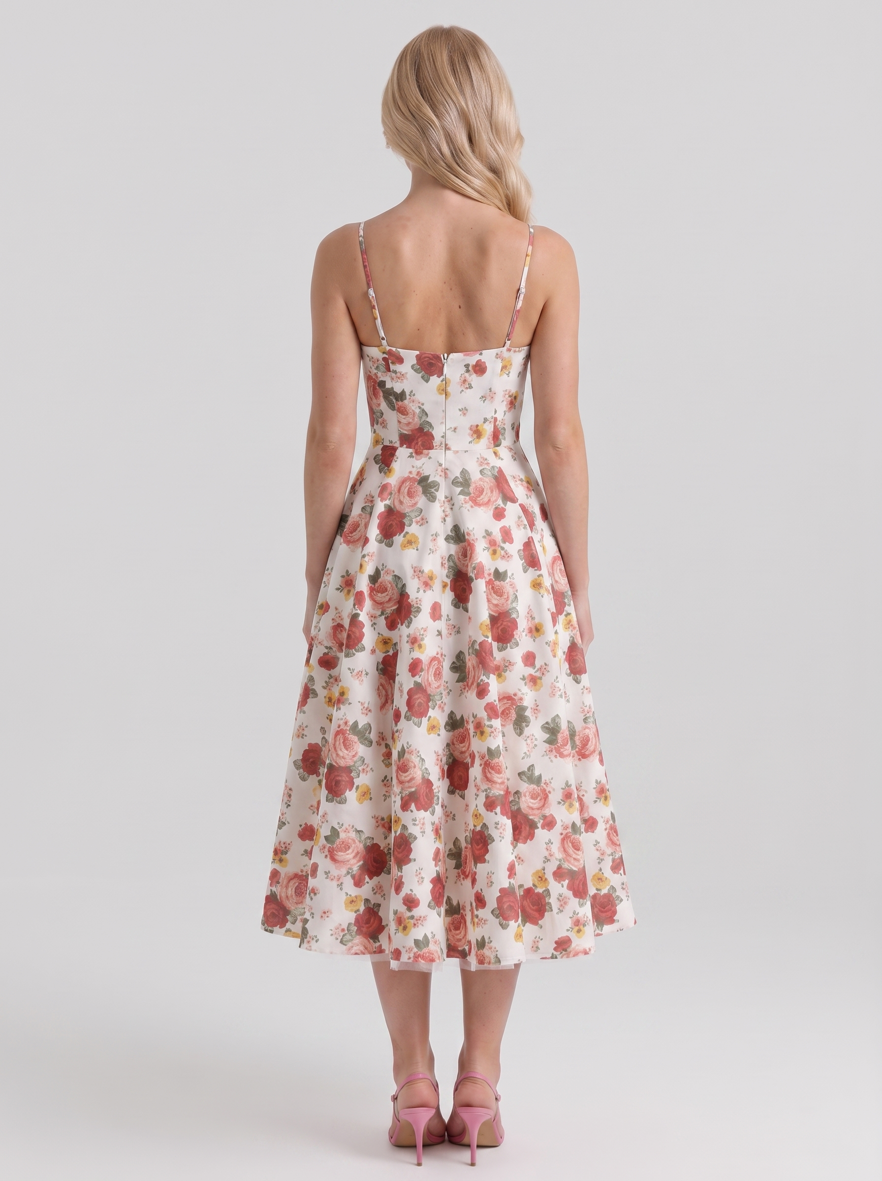 Estelle Sweetheart Corset Midi Dress - Floral