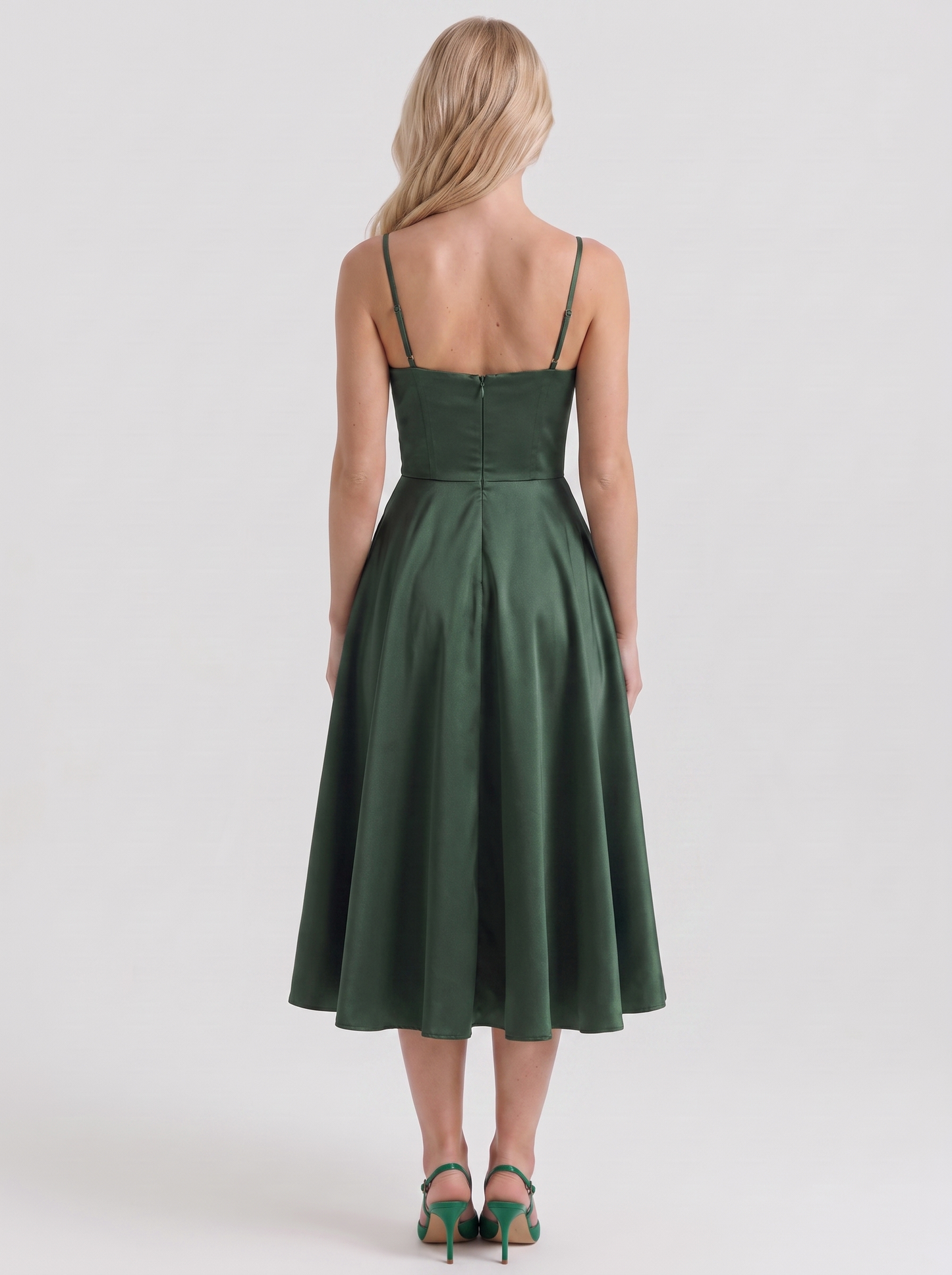 Estelle Sweetheart Corset Midi Dress - Forest Green