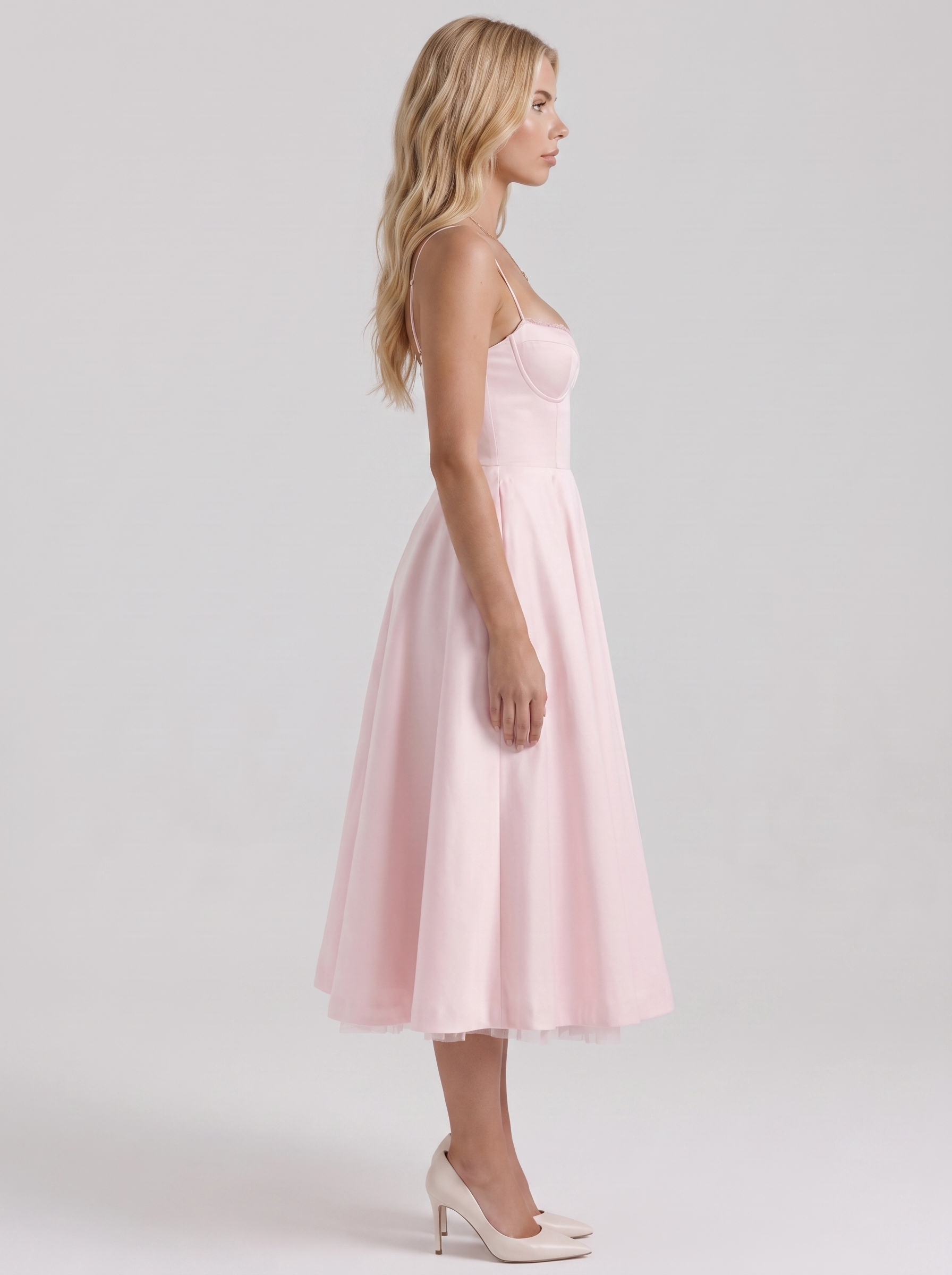 Estelle Sweetheart Corset Midi Dress - Pink