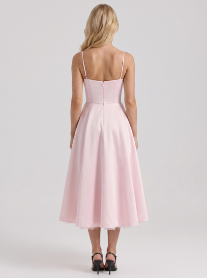Estelle Sweetheart Corset Midi Dress - Pink