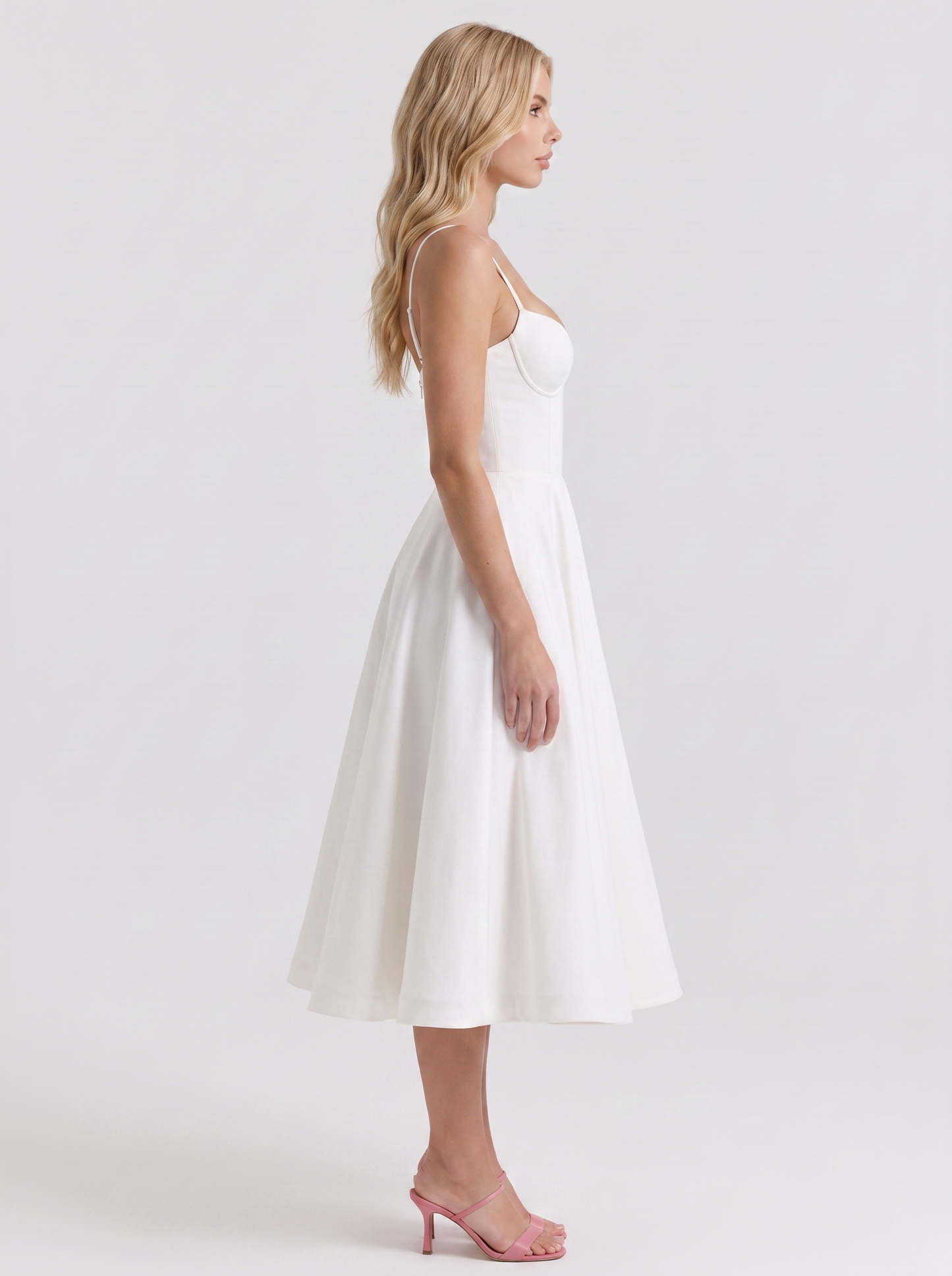 Estelle Sweetheart Corset Midi Dress - White