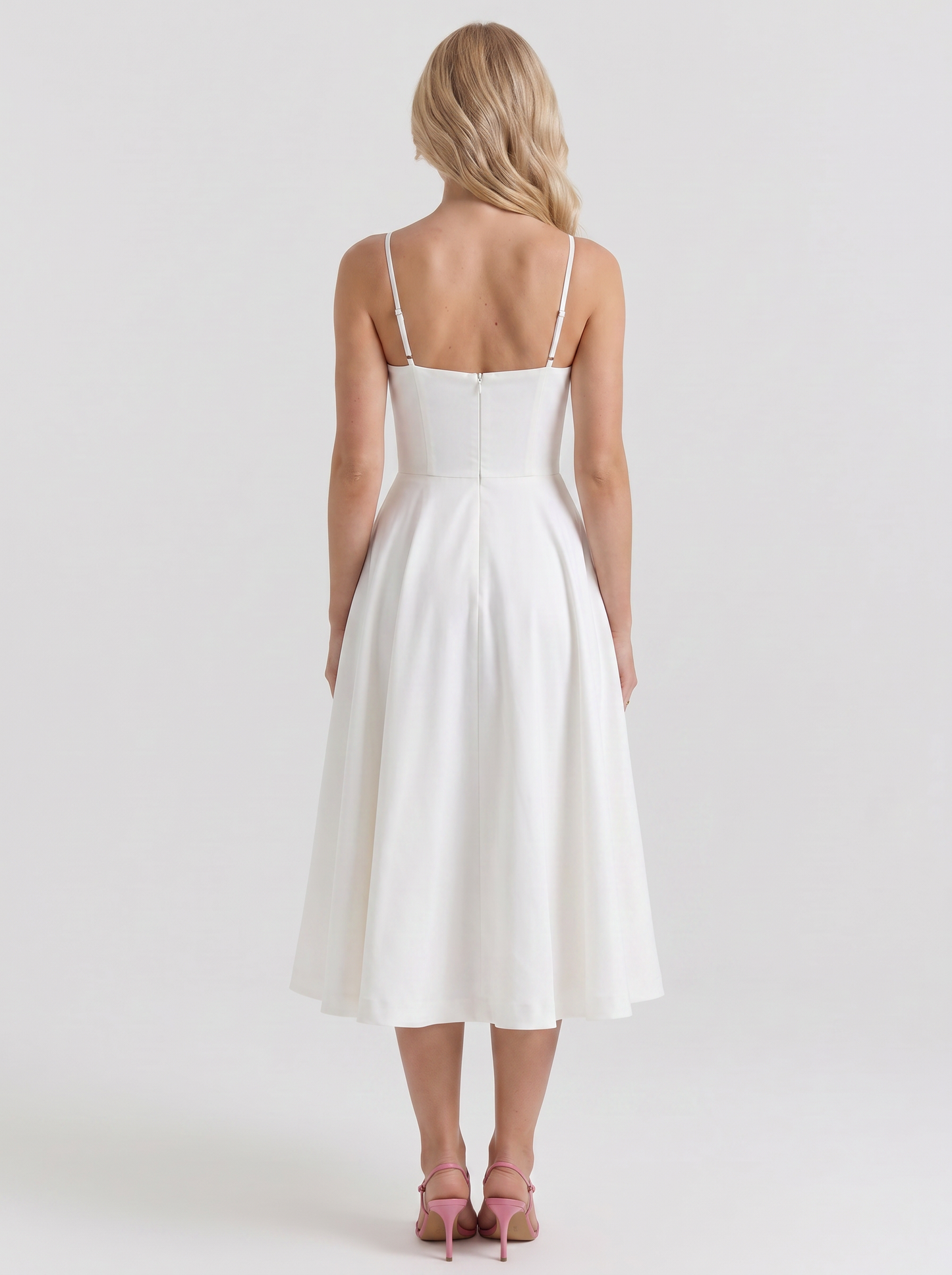 Estelle Sweetheart Corset Midi Dress - White