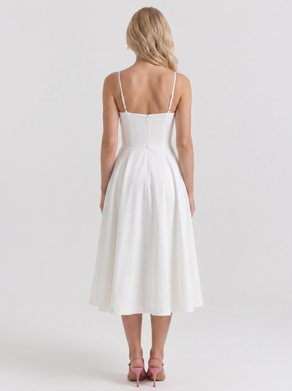 Estelle Sweetheart Corset Midi Dress - White