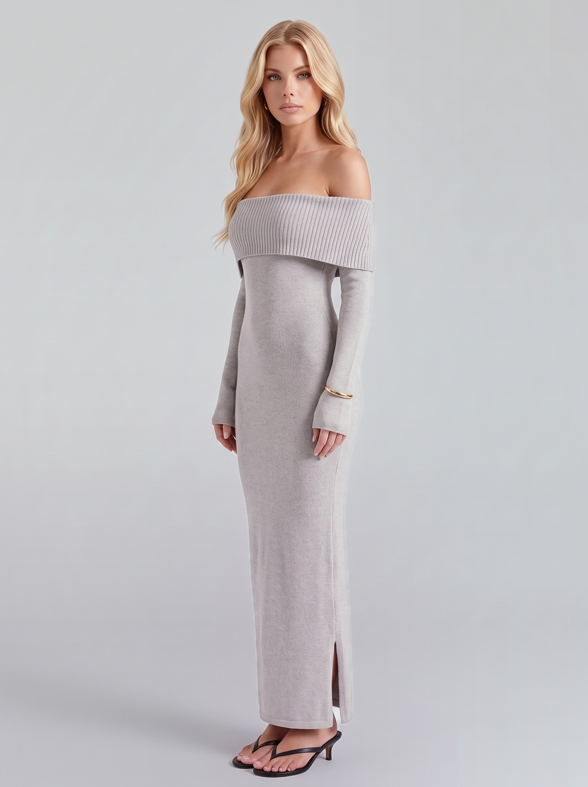 Eugenie Knit Maxi Dress - Gray