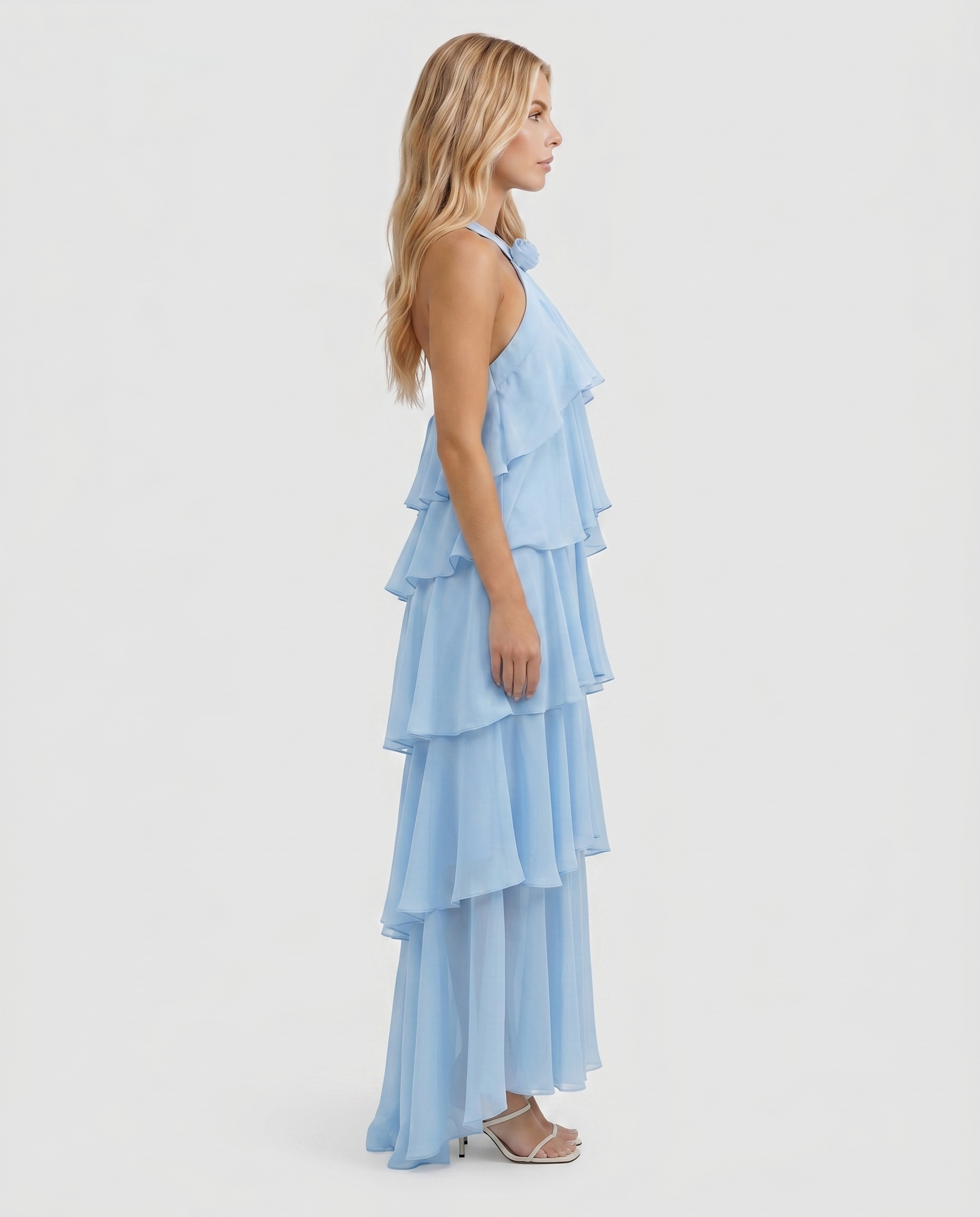 Felicia Tiered Maxi Dress - Light Blue
