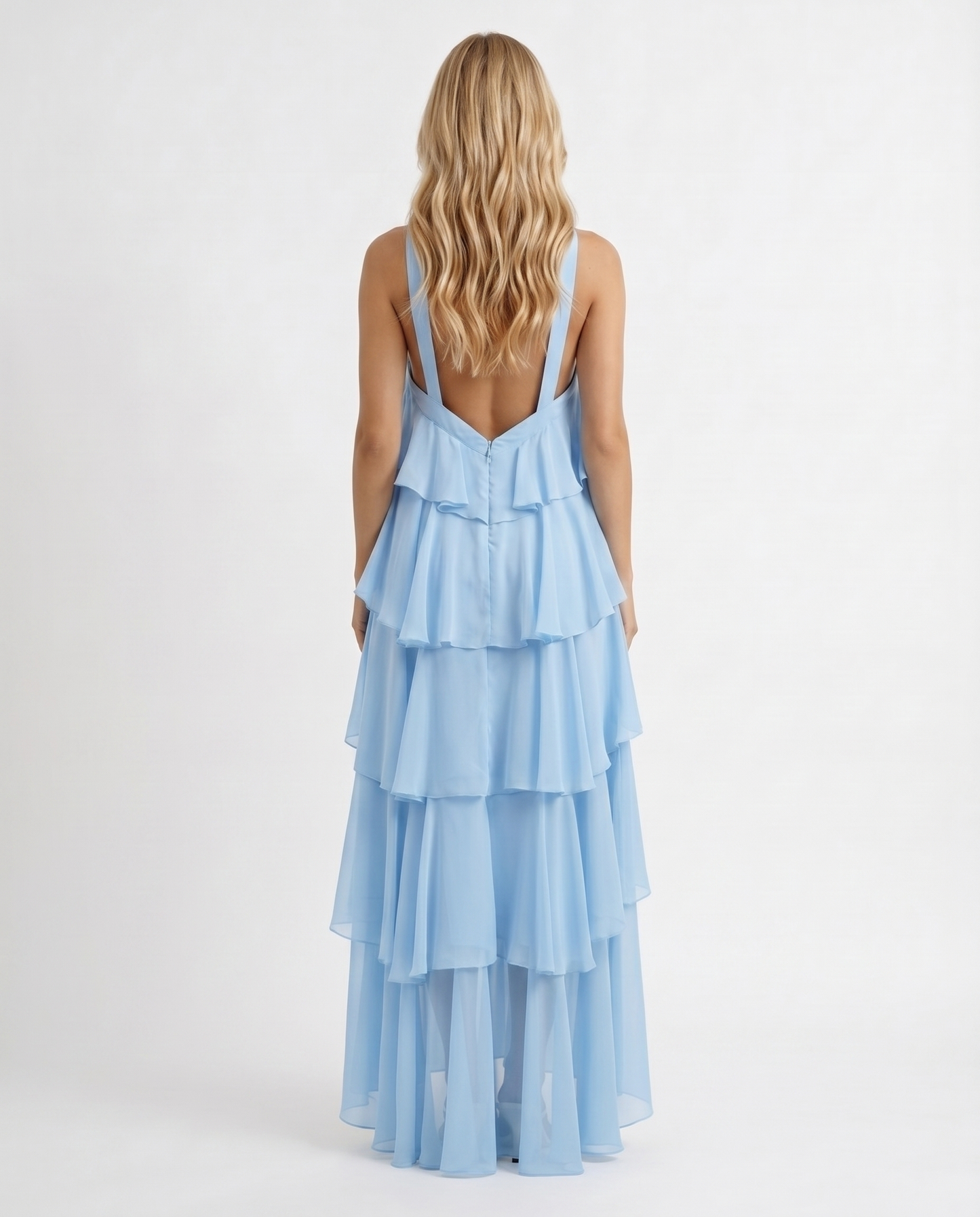 Felicia Tiered Maxi Dress - Light Blue