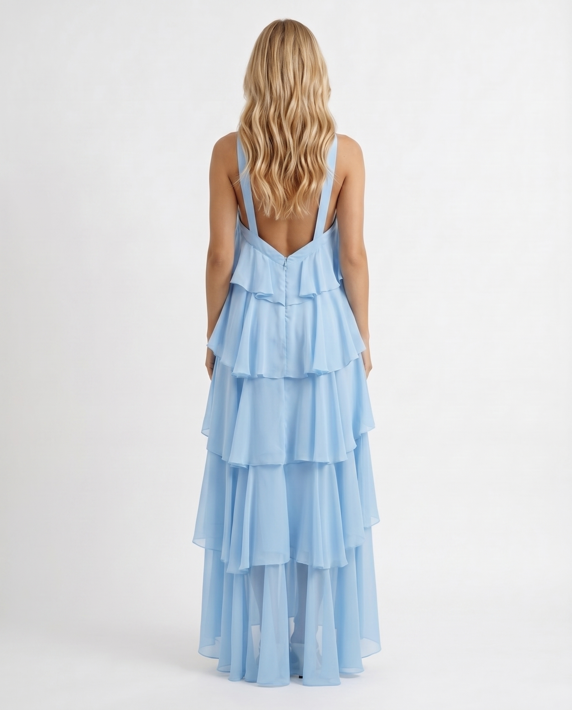 Felicia Tiered Maxi Dress - Light Blue