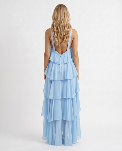 Felicia Tiered Maxi Dress - Light Blue