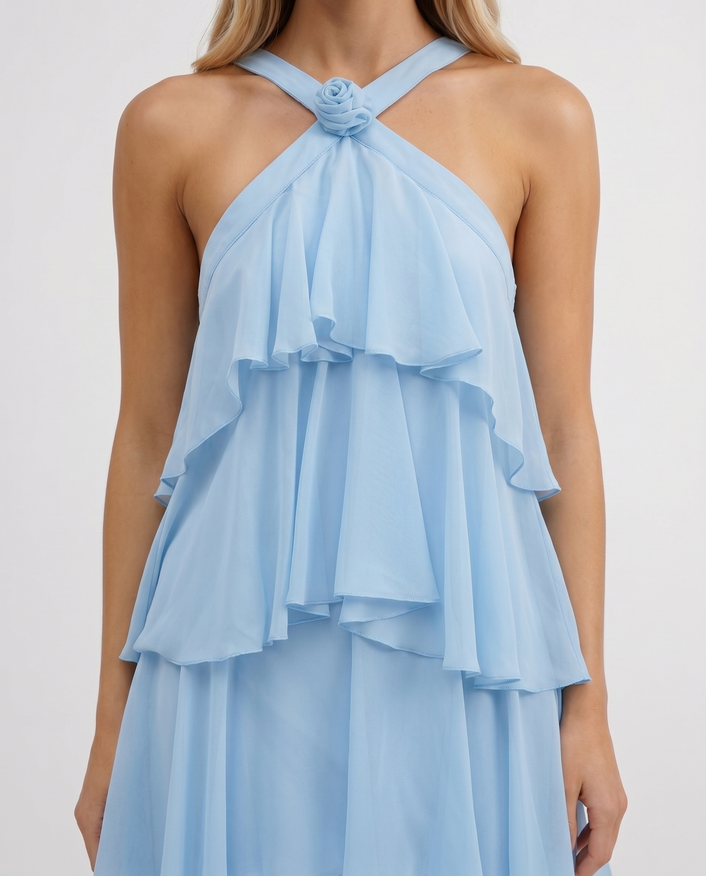 Felicia Tiered Maxi Dress - Light Blue